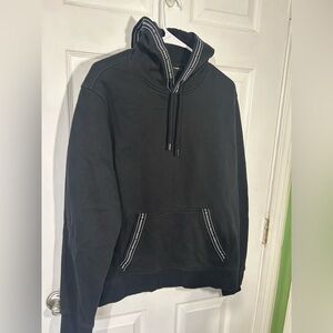 Michael Kors MK Men’s Large Black Hooded Sweatshirt Tape Logo Hoodie